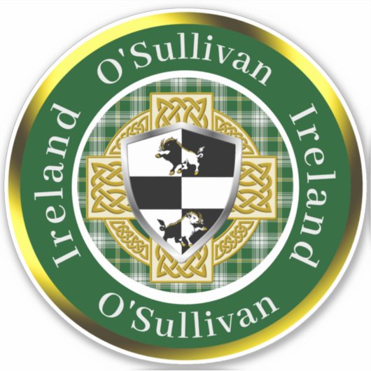 Sticker O'Sullivan Irish Shield/Celtic Cross Personalized (Devant)