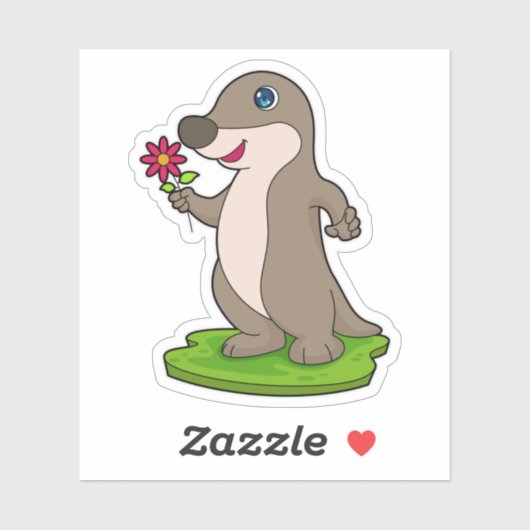 Sticker Otter à fleurs (Feuille)