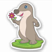 Sticker Otter à fleurs (Devant)