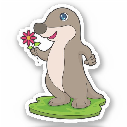 Sticker Otter à fleurs (Devant)