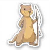 Sticker Otter comme Fisher avec canne à pêche (Devant)