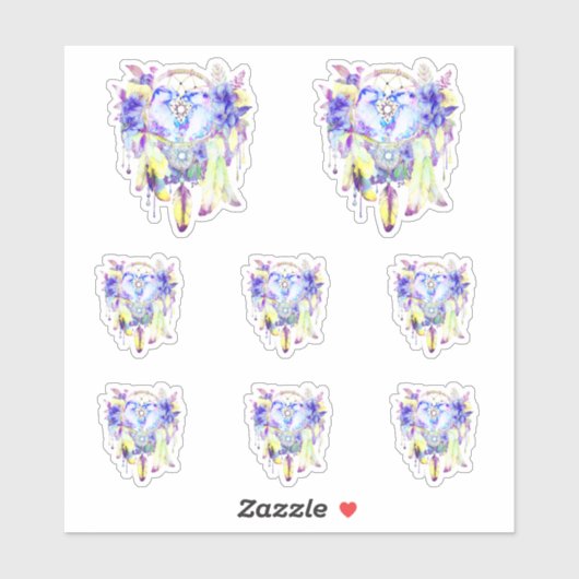 Sticker Otter Dreamcatcher Blue Jaune Floral (Feuille)