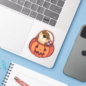 Sticker Otter Halloween (Ordinateur portable avec iPhone)