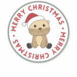 Sticker Otter Noël Neige Animaux d'hiver Otter<br><div class="desc">La loutre à Noël avec des lumières de fées. Animaux amusants avec des cadeaux et de la neige pour les vacances. Aussi drôle pour noël en juillet. Les loutres sont des animaux mignons et parfaits pour Noël.</div>