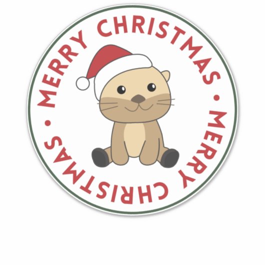 Sticker Otter Noël Neige Animaux d'hiver Otter (Devant)