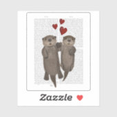 Sticker Otters tenant les mains (Feuille)