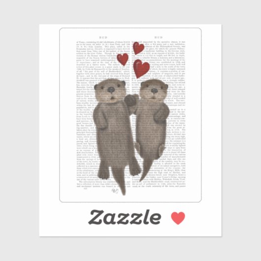 Sticker Otters tenant les mains (Feuille)