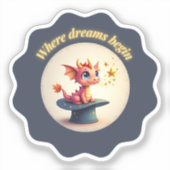 Sticker Où commencent les rêves - Dragon mignon (Recto)