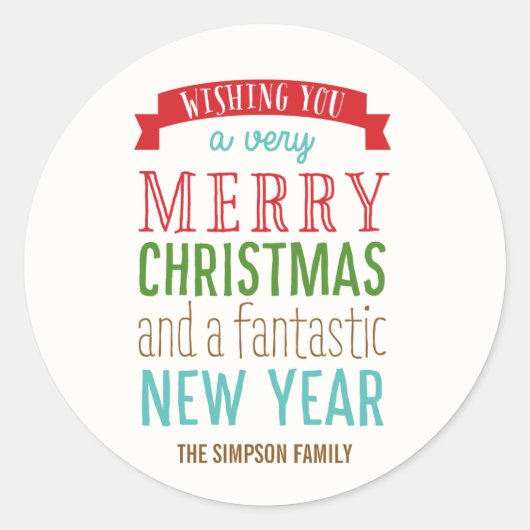 Sticker ou sceau d'enveloppe de Joyeux Message (Devant)