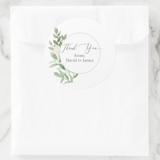 Sticker ou sceau en Merci rond fleuri (Sac)