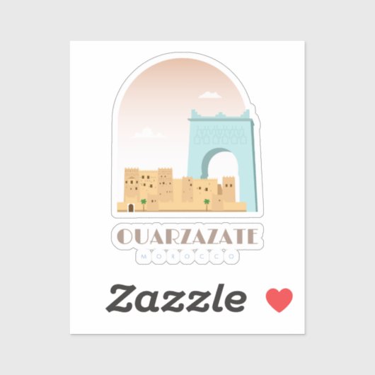 Sticker Ouarzazate ville Maroc Skyline (Feuille)