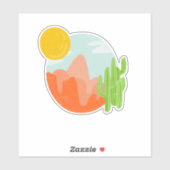 Sticker Ouest enchanteur - Montagnes Rouges Cactus et Sole (Feuille)