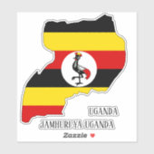 Sticker Ouganda Carte du drapeau patriotique (Feuille)