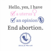 Sticker oui utérus, oui opinion (Recto)