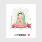 Sticker Our Lady of Guadalupe with ribbon Kawaii Style (Feuille)