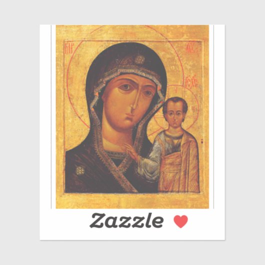 Sticker Our Lady of Kazan Orthodox Icon (Feuille)