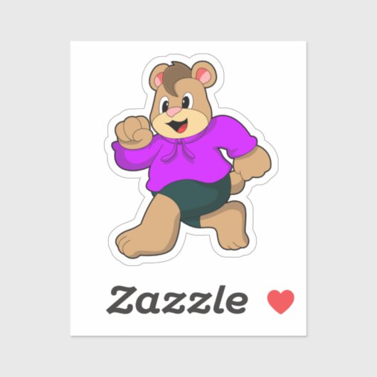 Sticker Ours à la course (Feuille)