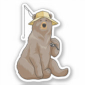 Sticker Ours à la pêche avec une baguette de pêche (Recto)