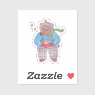 Sticker Ours, abeilles et cappuccino