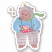 Sticker Ours, abeilles et cappuccino (Devant)