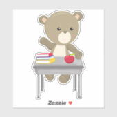 Sticker Ours Aller À L'École, Mignonne Ours, Ours Brown, B (Feuille)