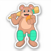 Sticker Ours au cricket avec chauve-souris de cricket (Devant)