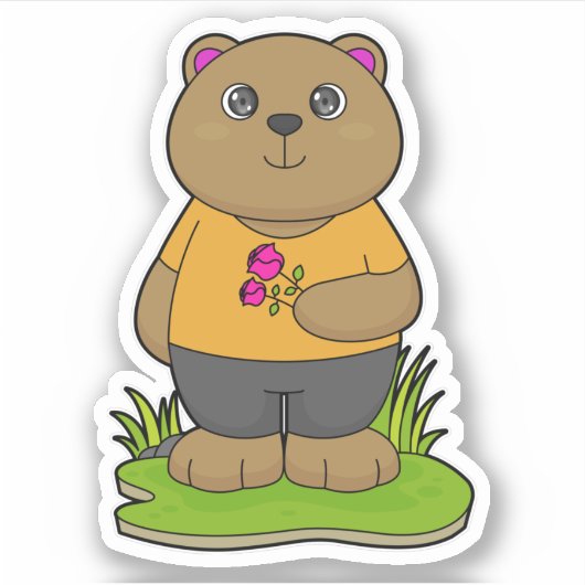 Sticker Ours aux fleurs (Devant)