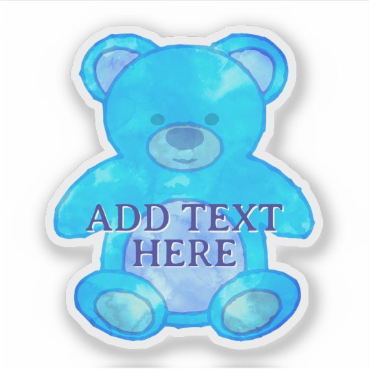 Sticker Ours Bébé Cute En Bleu Texte Personnalisé (Devant)
