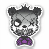 Sticker Ours coloré au drapeau de la fierté asexuée gothiq (Devant)