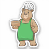 Sticker Ours comme cuire avec tablier de Cuisine et Bowl (Recto)