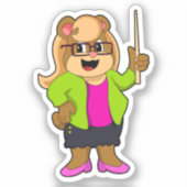 Sticker Ours comme enseignant avec lunettes (Recto)