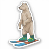 Sticker Ours comme skieur avec ski (Recto)