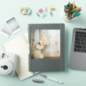 Sticker Ours Cute Stuffé Mur Rustique En Bois (Couverture iPad)