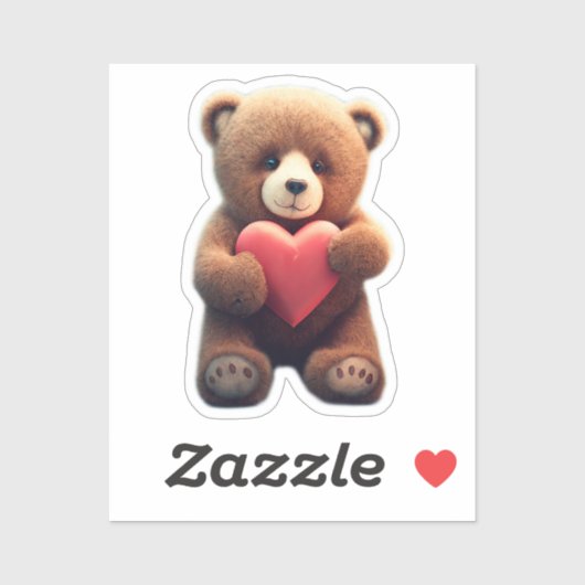 Sticker Ours dans l'amour (Feuille)