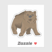 Sticker Ours de bébé grizzli animal de bois (Feuille)