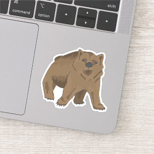Sticker Ours de bébé grizzli animal de bois