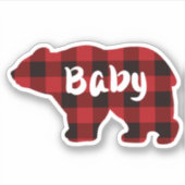 Sticker Ours de bébé mignon - rouge et noir plaid (Devant)