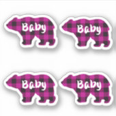 Sticker Ours de bébé - rose et noir pays plaid (Devant)