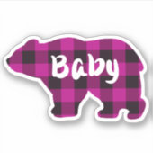 Sticker Ours de bébé - rose et noir plaid (Devant)