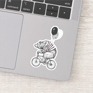 Sticker Ours de bicyclette de ballon