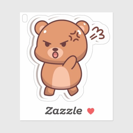Sticker Ours de dessin animé (Feuille)
