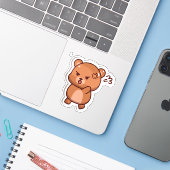 Sticker Ours de dessin animé (Ordinateur portable avec iPhone)