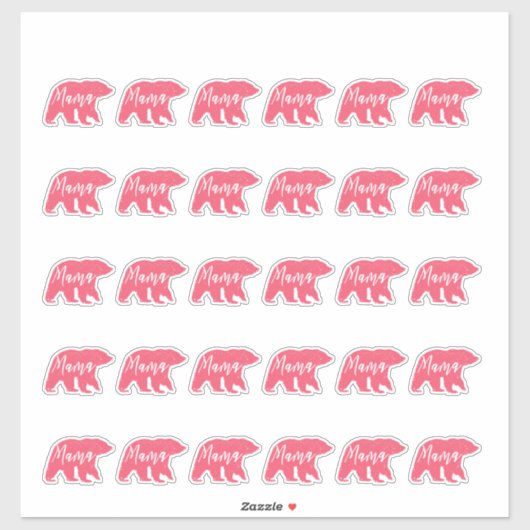 Sticker Ours de maman rose (Feuille)