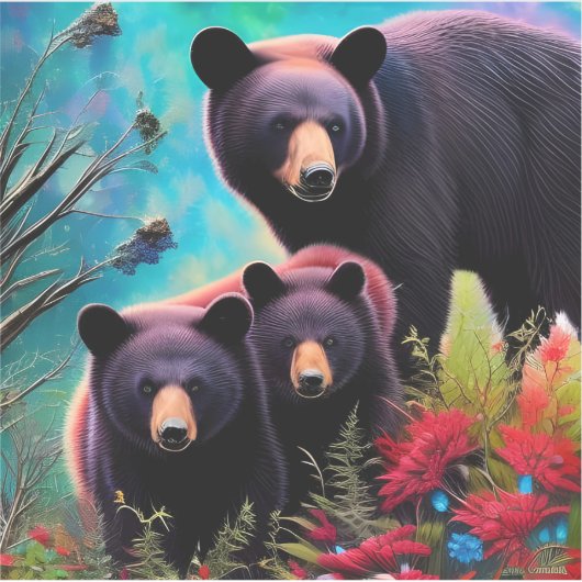 Sticker Ours de Momma et petits (Devant)