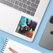 Sticker Ours de Momma et petits (Ordinateur portable avec iPhone)