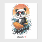 Sticker Ours de panda cool surf (Feuille)