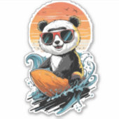 Sticker Ours de panda cool surf (Devant)