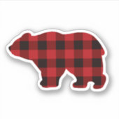 Sticker Ours de pays - plaid rouge et noir (Devant)