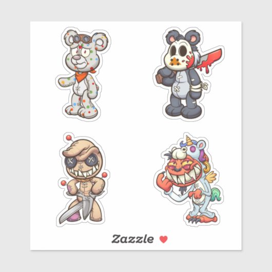 Sticker Ours de Peur - Horreur (Feuille)