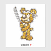 Sticker Ours de pitié - Samurai (Feuille)